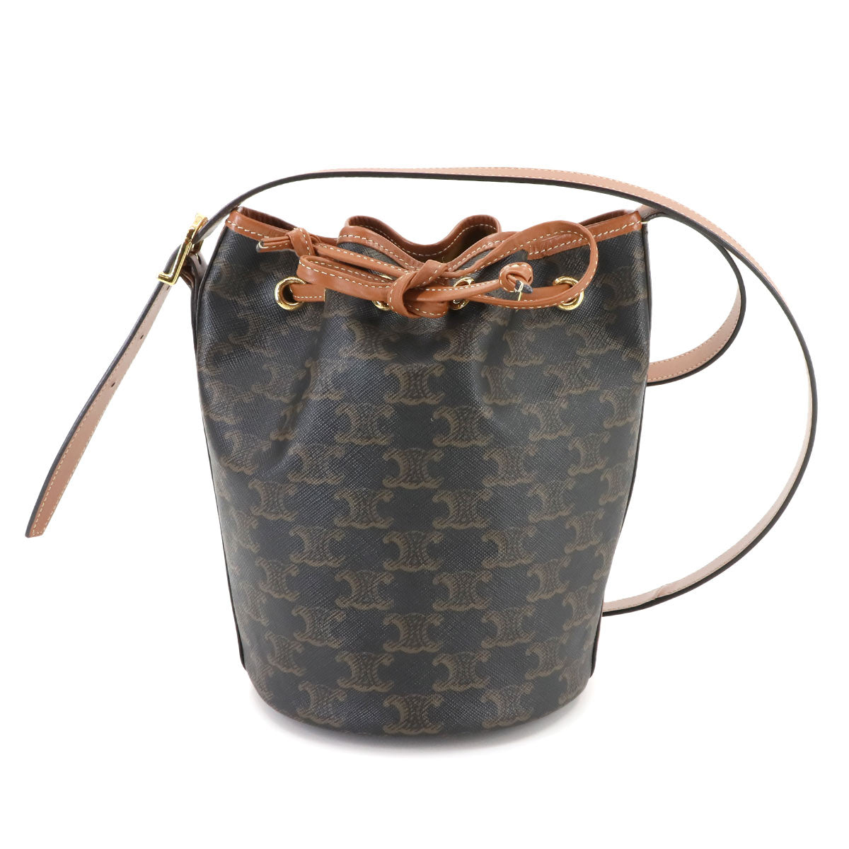 Triomphe Small Drawstring Shoulder Bag Tan 191142BZJ Purse 90285167