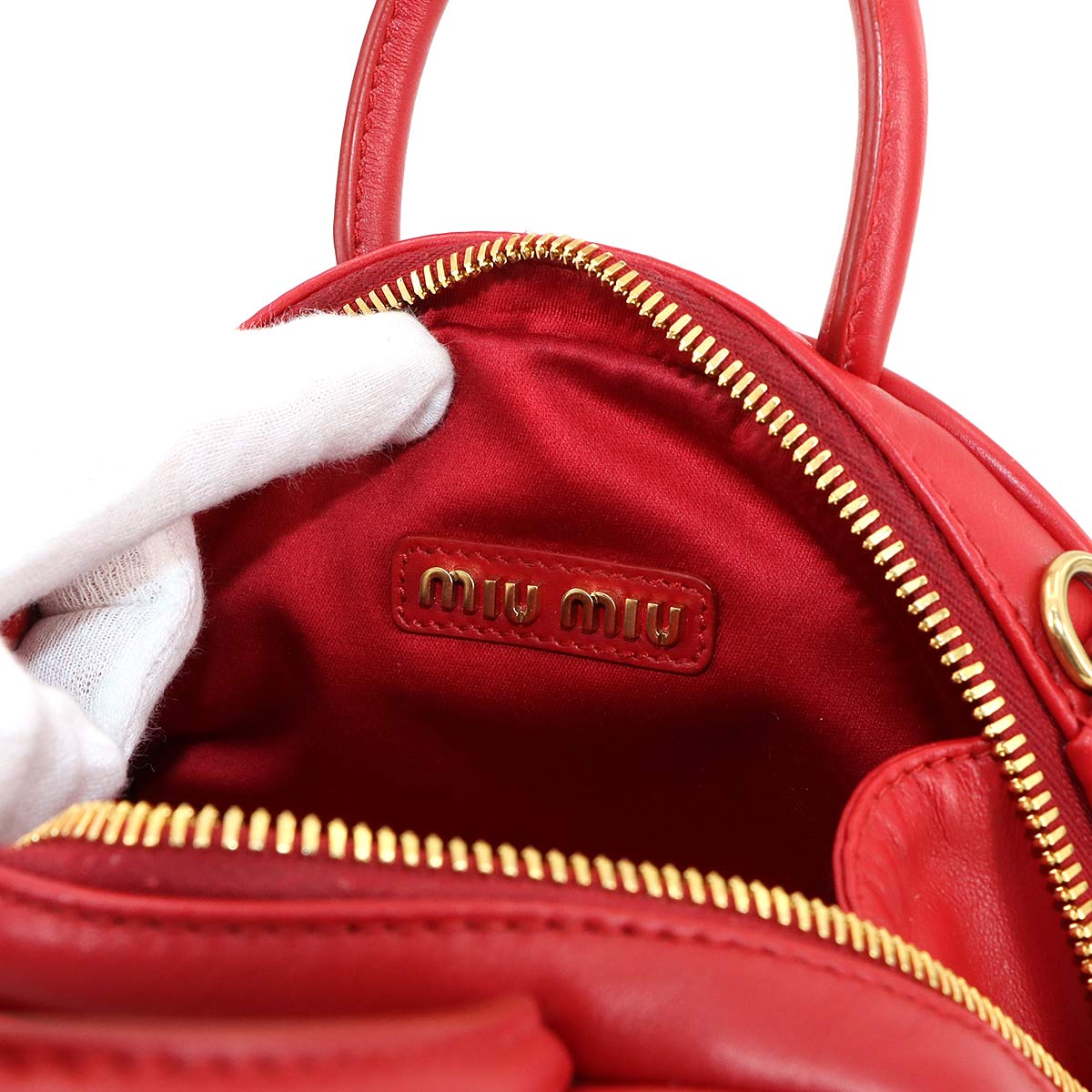 MIUMIU Hand Shoulder Bag Lether Red 5BP085 Purse