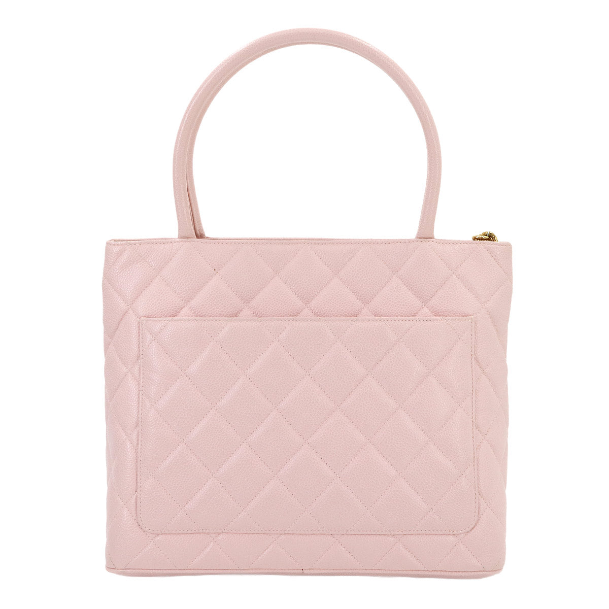 Medallion Tote Bag Caviar Skin Leather Pink A01804 Coco Logos