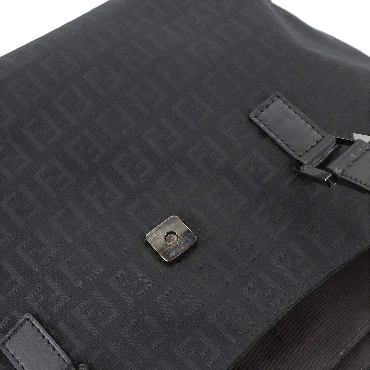 FENDI Zucchino Tote Bag Canvas Leather Black 8BN188 FF Purse