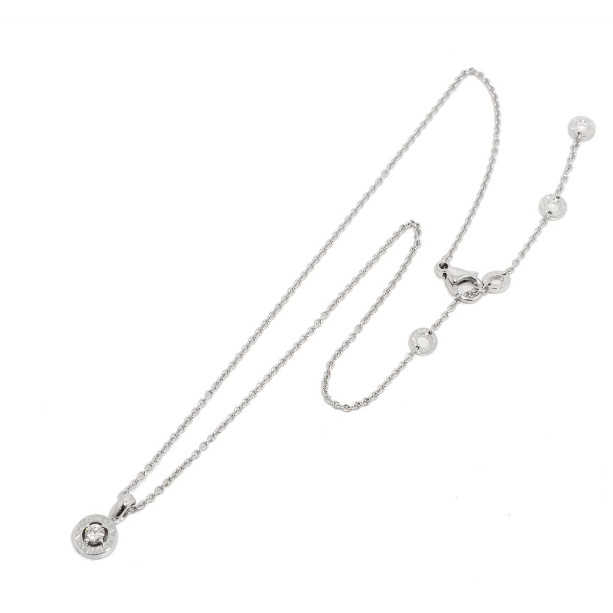 Double Logo Diamond Necklace 18K White Gold 750