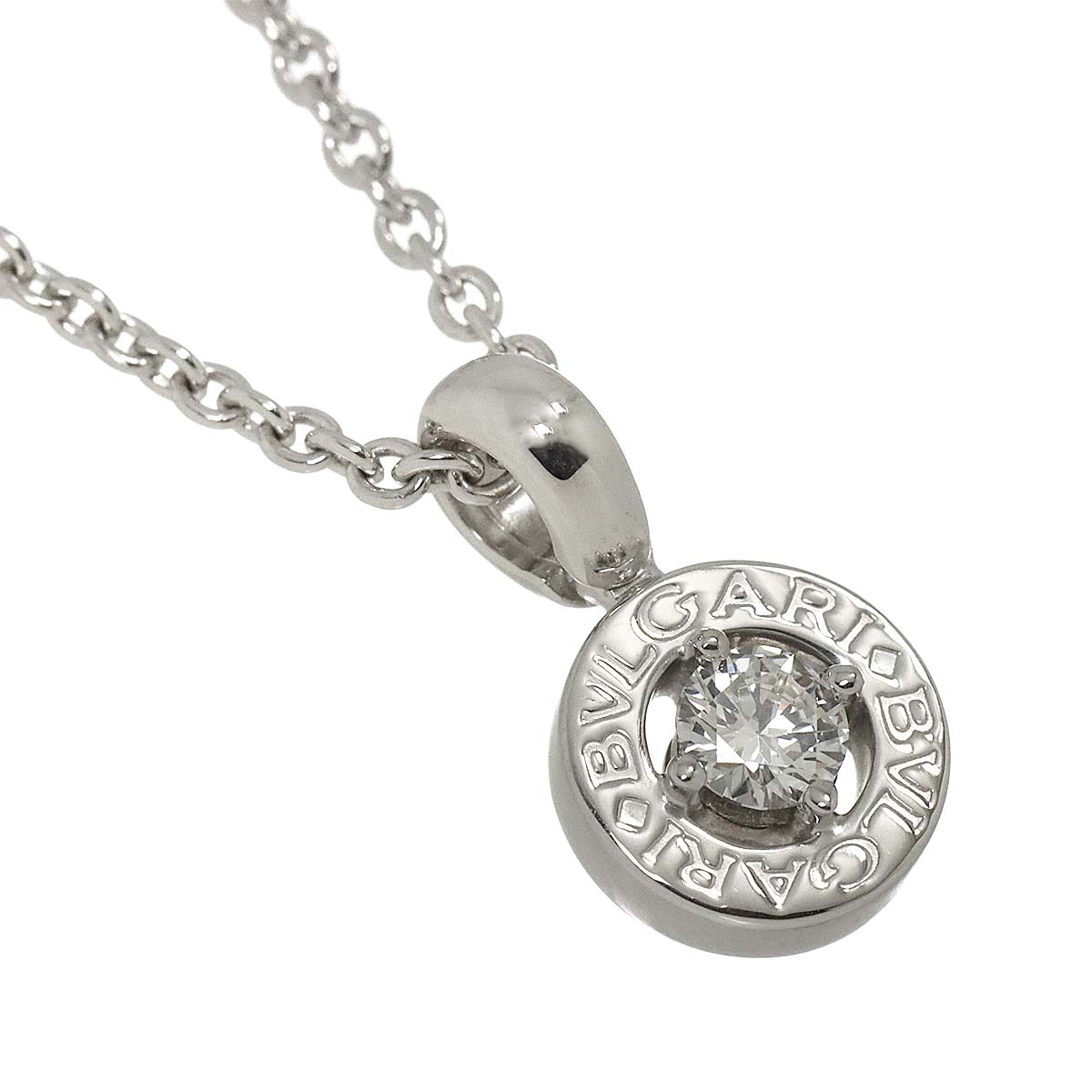 Double Logo Diamond Necklace 18K White Gold 750