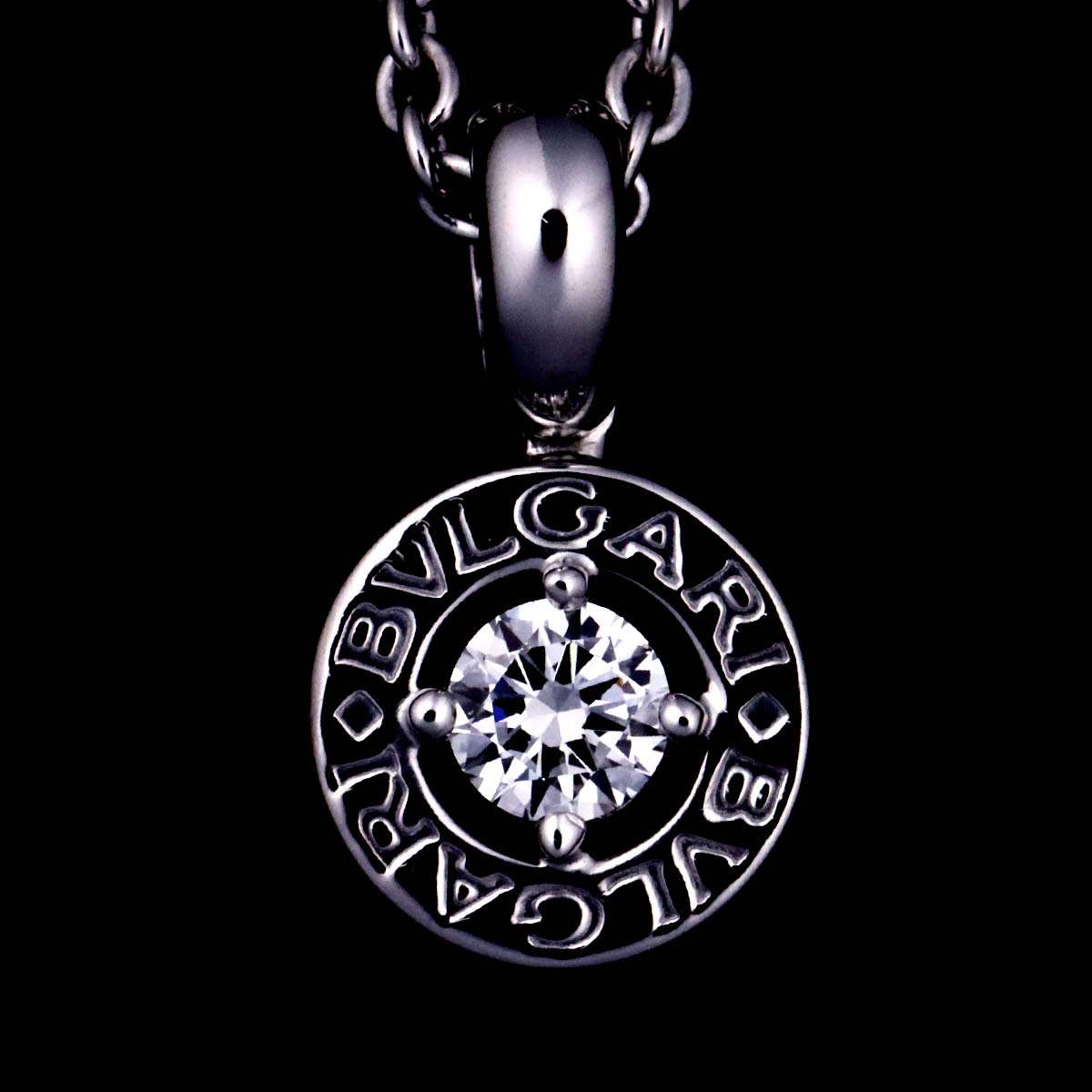 Double Logo Diamond Necklace 18K White Gold 750