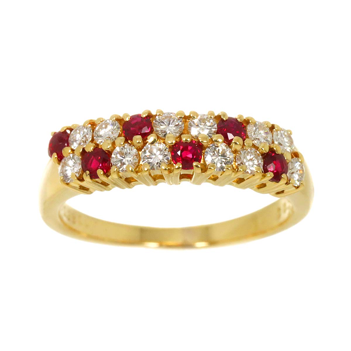 MIKIMOTO Diamond 0.35ct Ruby 0.28ct Ring 18K YG 750 Size5.25(US)
