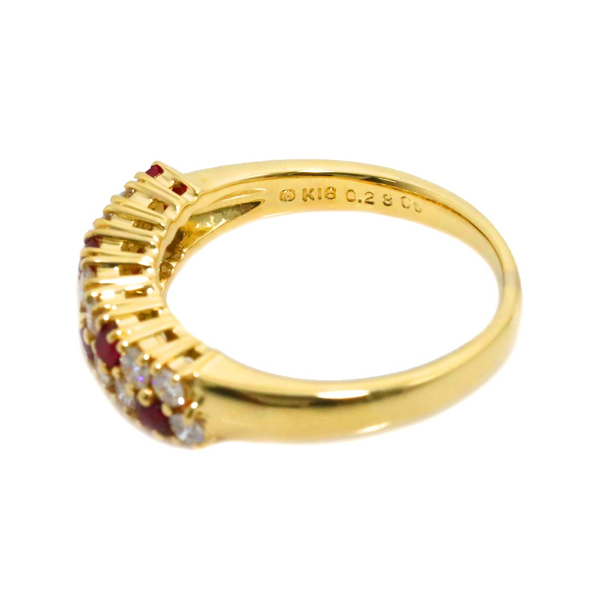 MIKIMOTO Diamond 0.35ct Ruby 0.28ct Ring 18K YG 750 Size5.25(US)