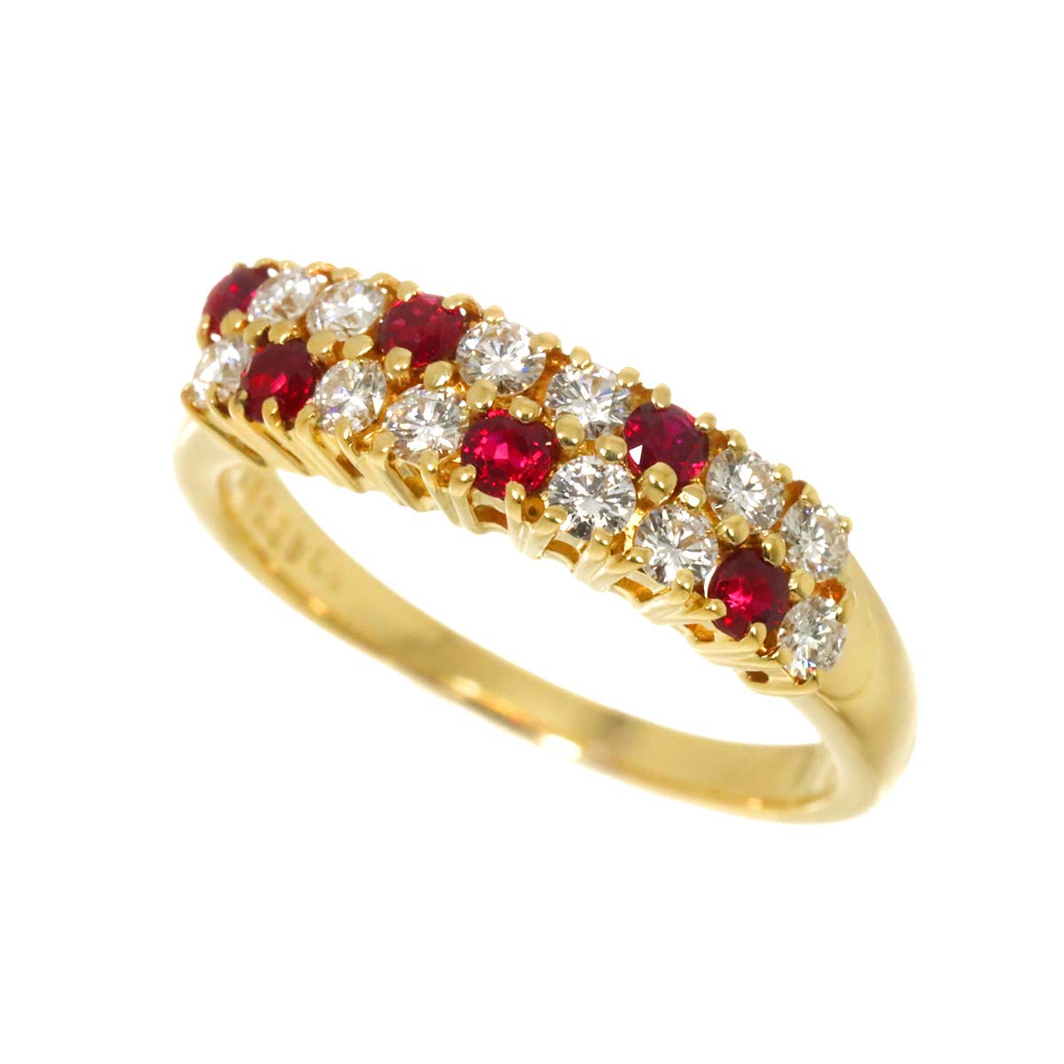 MIKIMOTO Diamond 0.35ct Ruby 0.28ct Ring 18K YG 750 Size5.25(US)