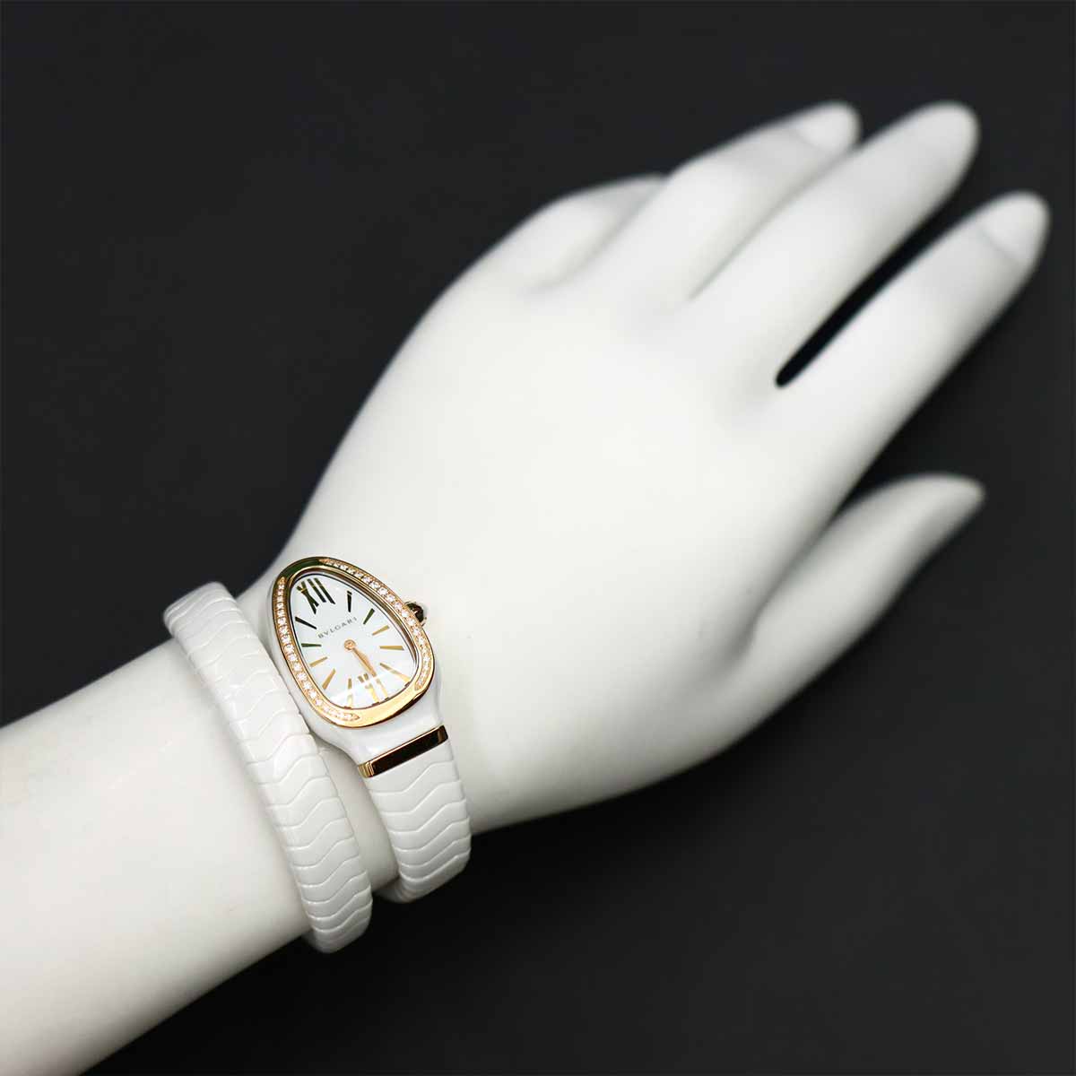Serpenti SPC35WG Quartz Diamond Bezel White Dial Ladies