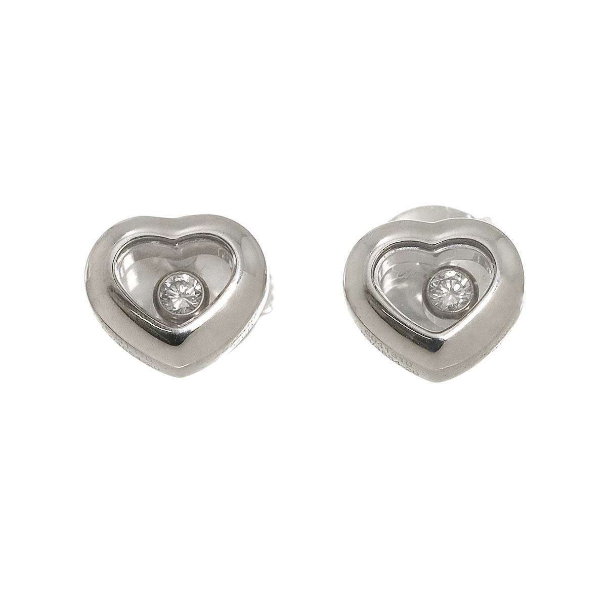 Happy Diamond Heart Earrings Pierced 18K WG 750