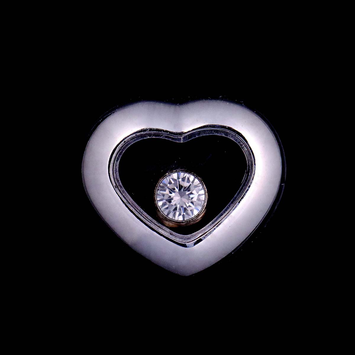 Happy Diamond Heart Earrings Pierced 18K WG 750