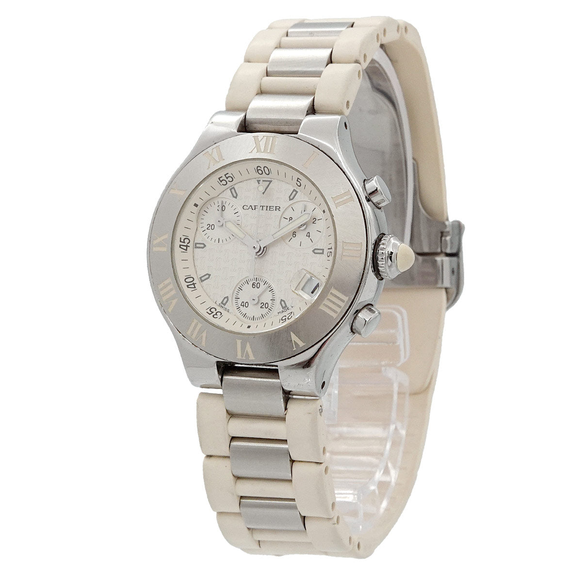 Must 21 Chronoscaph W10197U2 Quartz White Dial Ladies Watch