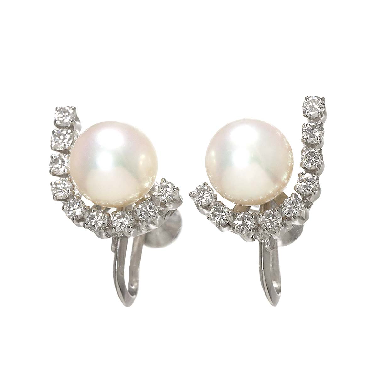 Akoya Pearl 8.5mm Diamond 0.36ct/0.36ct Earrings 14K WG 585