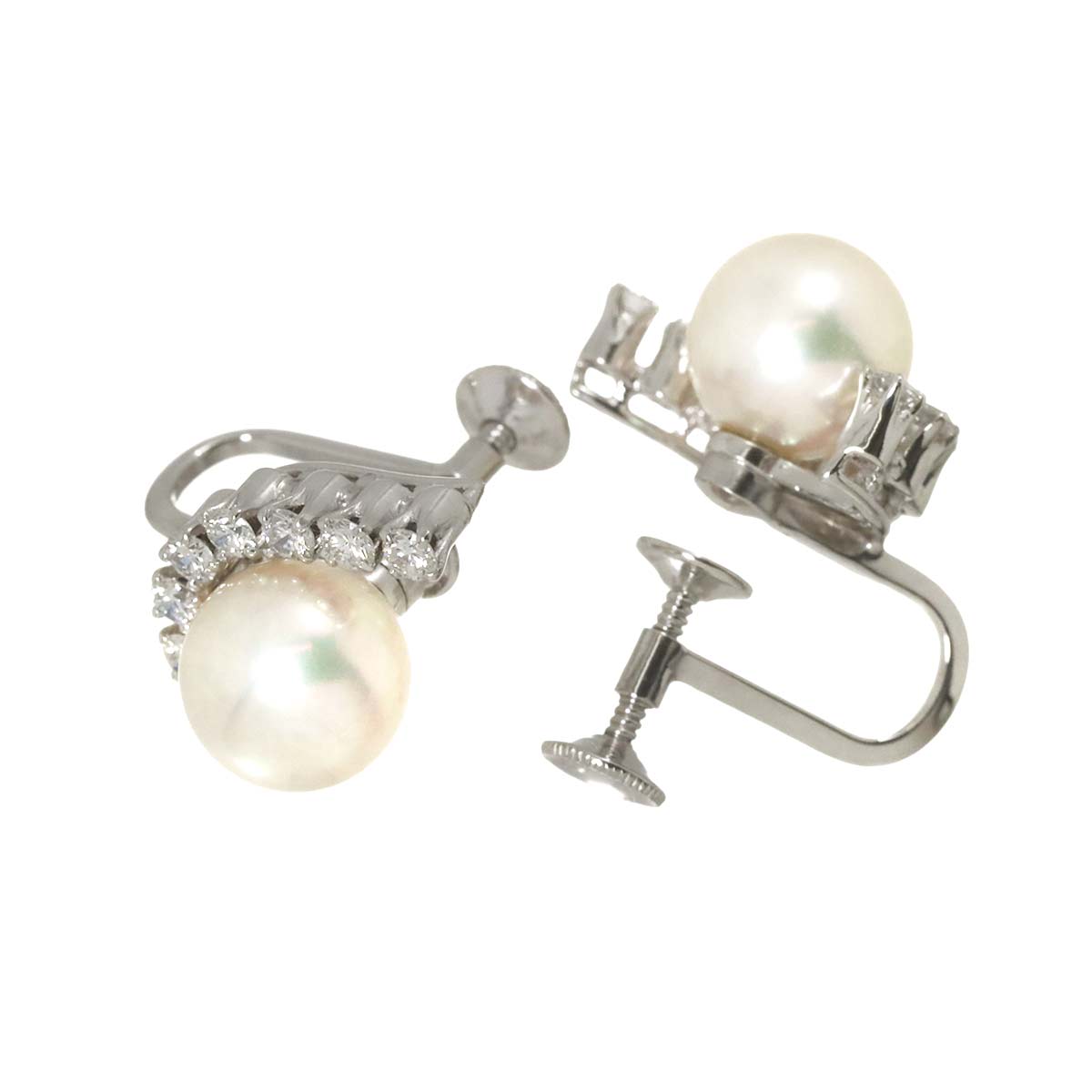 Akoya Pearl 8.5mm Diamond 0.36ct/0.36ct Earrings 14K WG 585