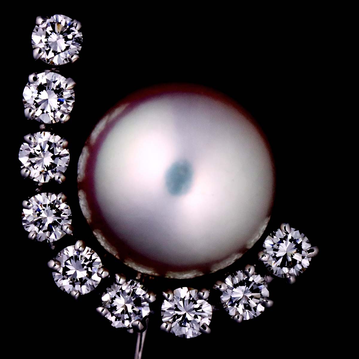Akoya Pearl 8.5mm Diamond 0.36ct/0.36ct Earrings 14K WG 585