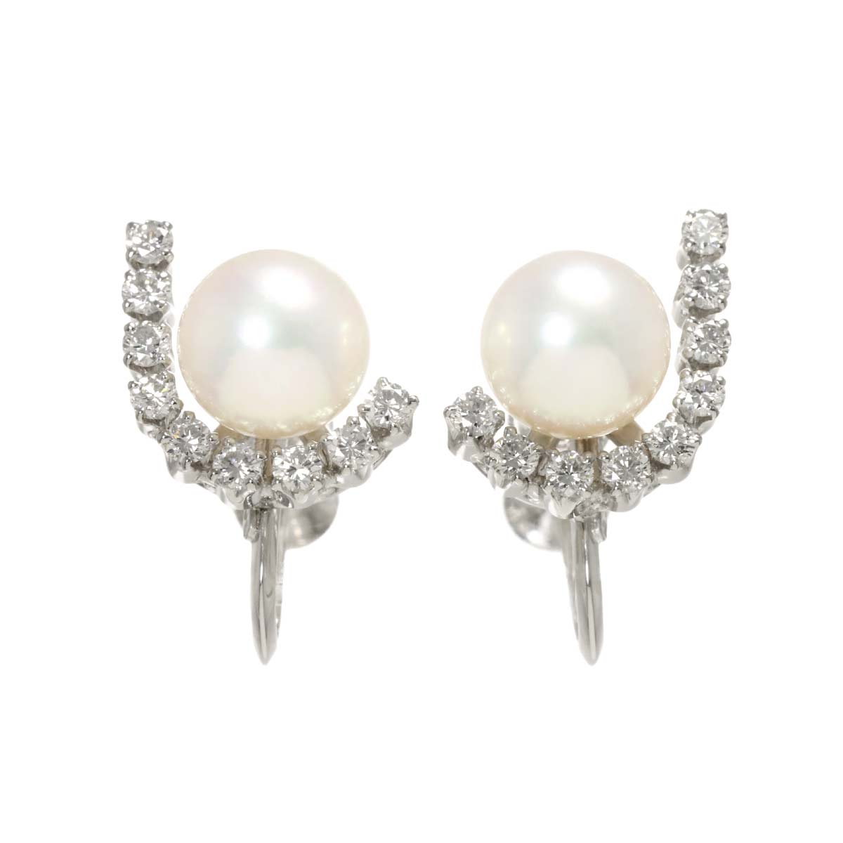 Akoya Pearl 8.5mm Diamond 0.36ct/0.36ct Earrings 14K WG 585