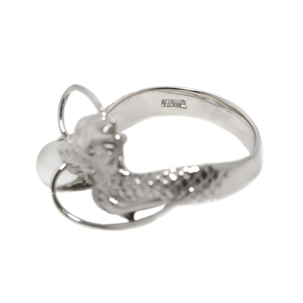 Quartz Diamond 0.01ct Ring 18K K18 WG White Gold size6(US)