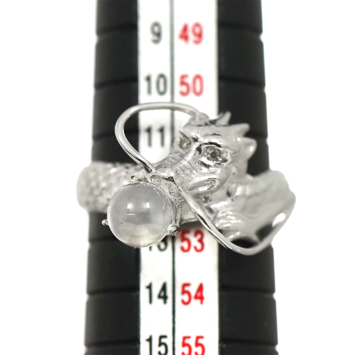 Quartz Diamond 0.01ct Ring 18K K18 WG White Gold size6(US)