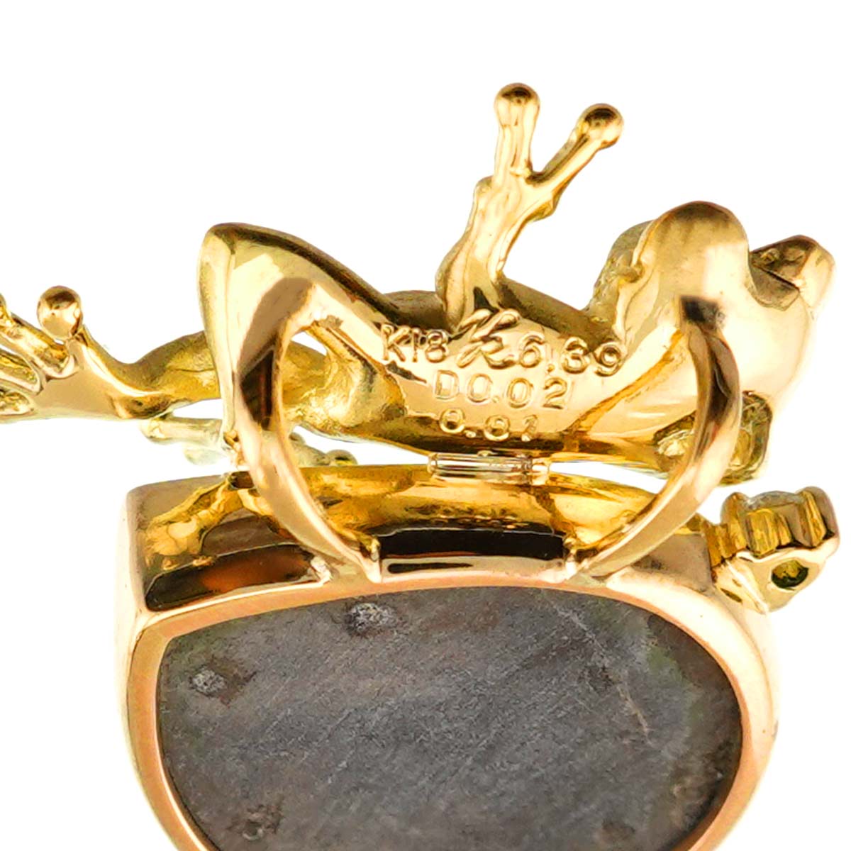 Ammolite 6.39 Diamond 0.02ct Granet 0.01ct Necklace 18K Yellow Gold 750