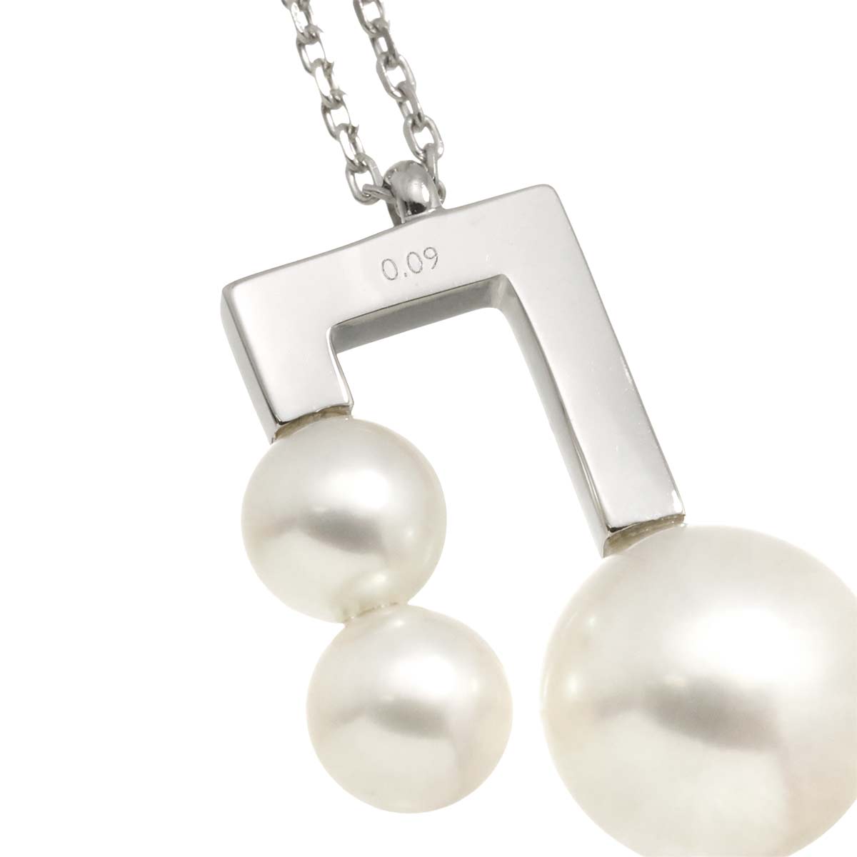 Balance Akoya Pearl 8.9-5.3mm Diamond 0.09ct Necklace 18K WG 750