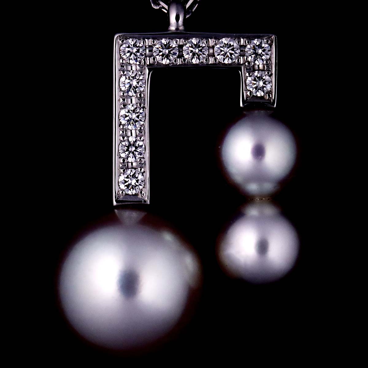Balance Akoya Pearl 8.9-5.3mm Diamond 0.09ct Necklace 18K WG 750