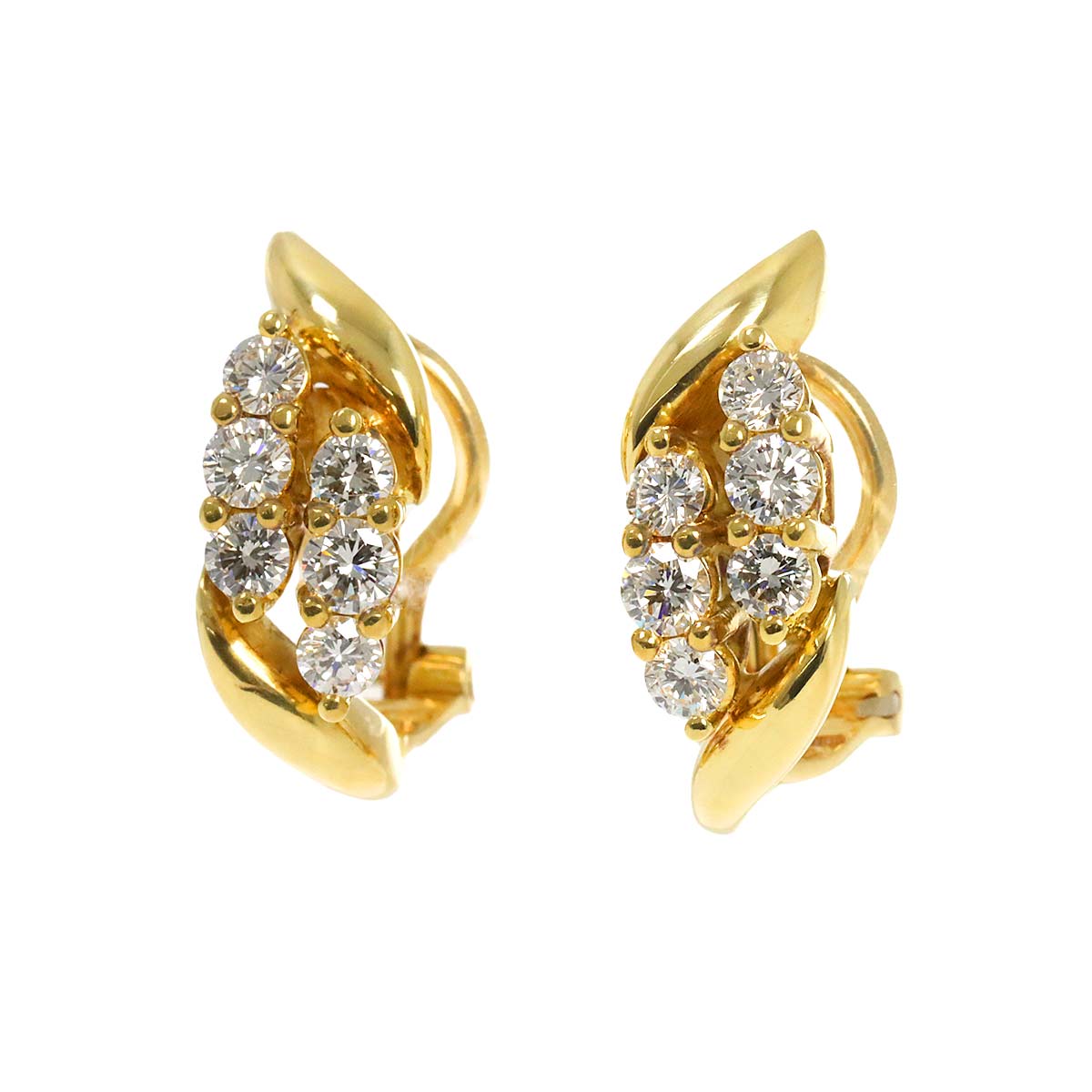 Diamond Earrings Clip on 18K YG 750