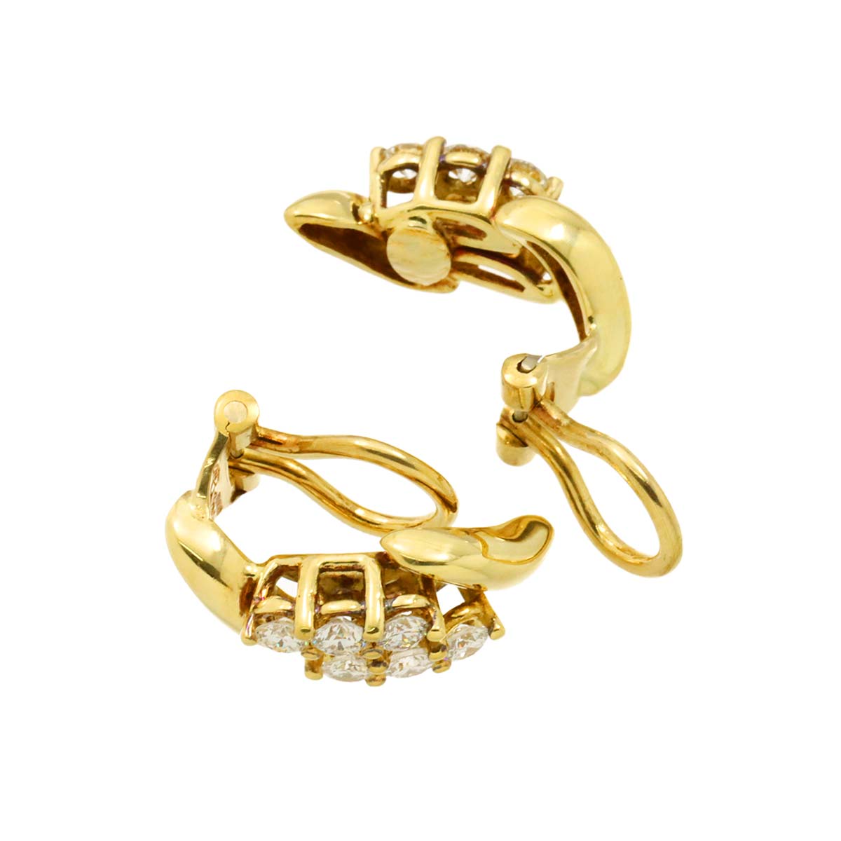 Diamond Earrings Clip on 18K YG 750