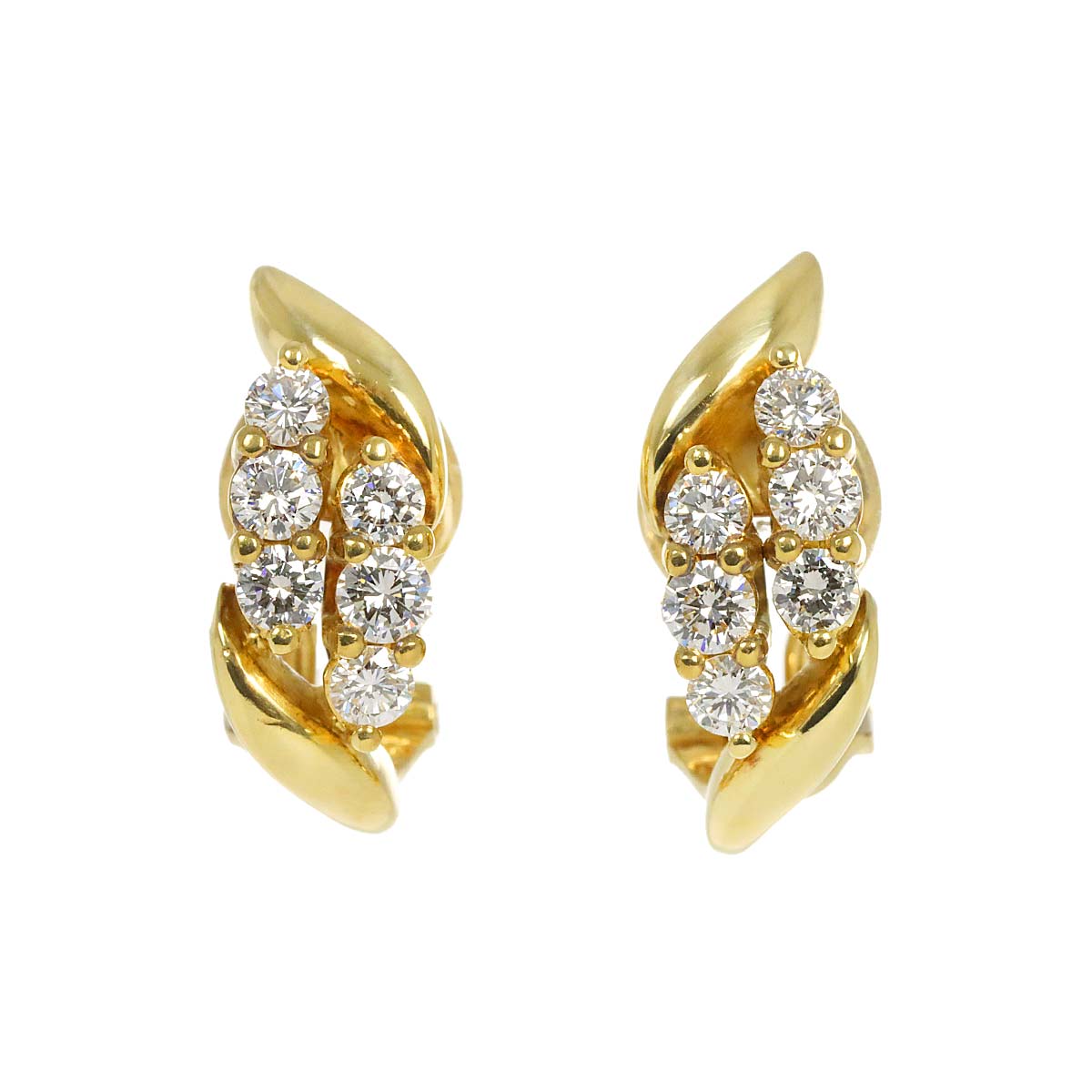 Diamond Earrings Clip on 18K YG 750