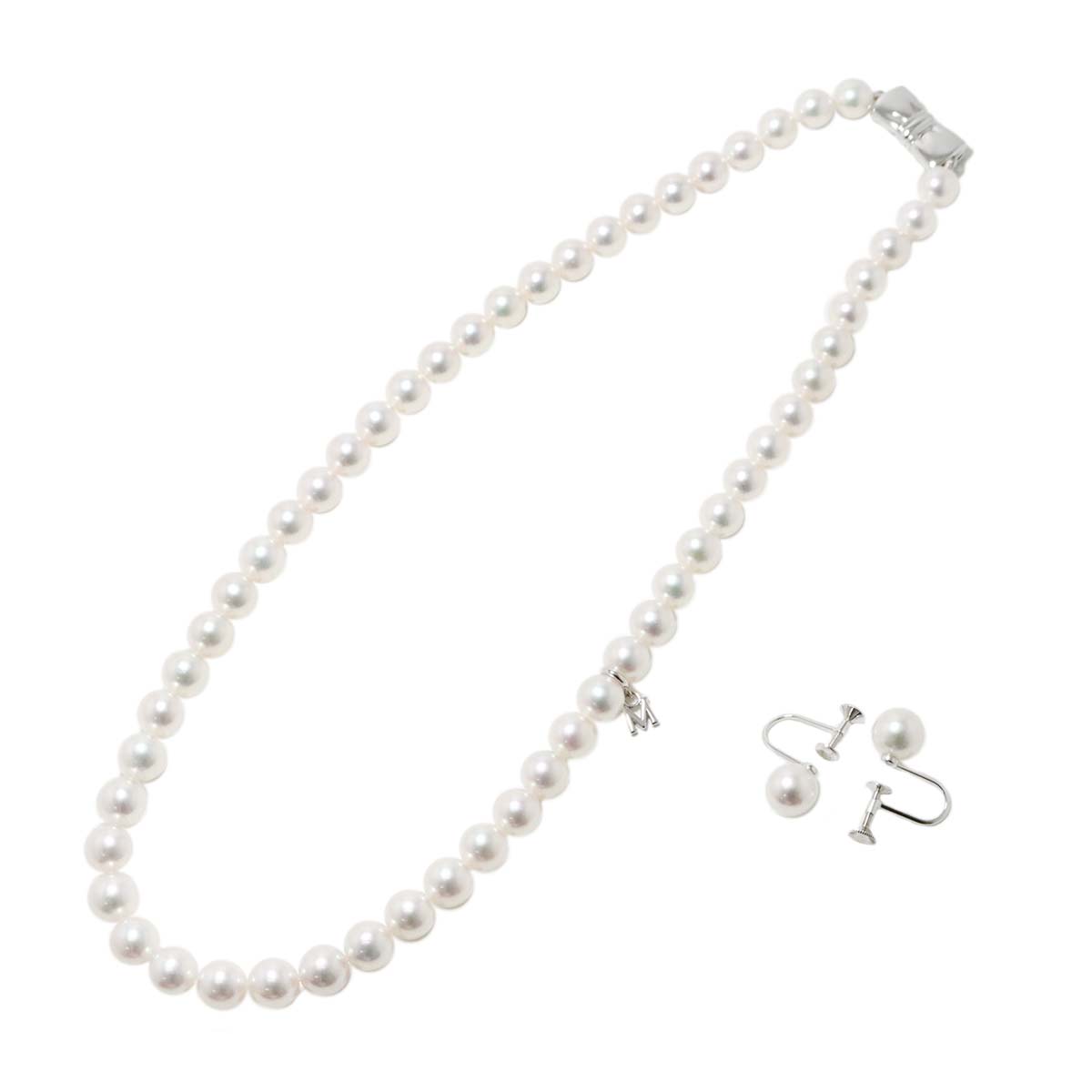 Akoya Pearl SV Necklace 18K WG Earrings Two piece set