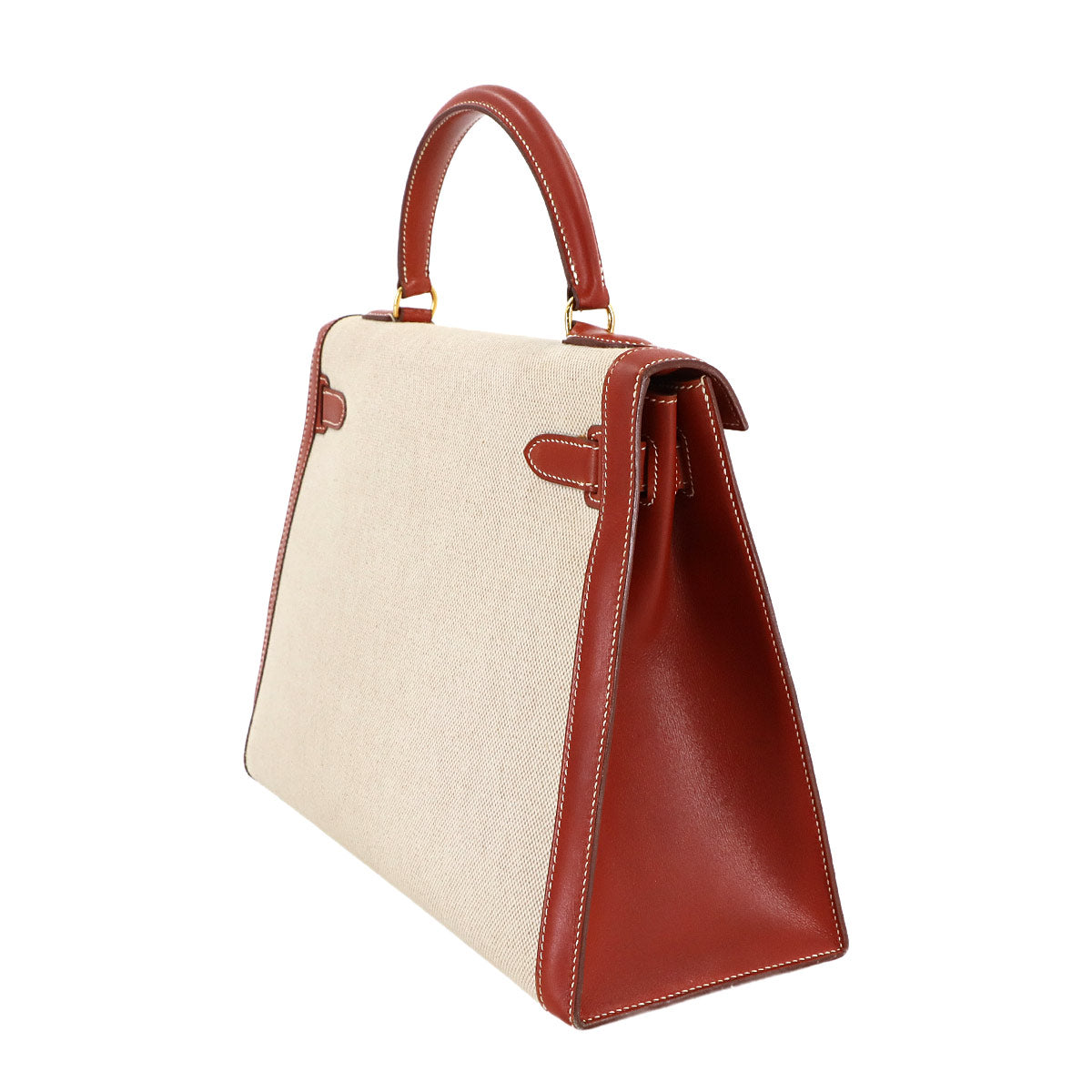 Kelly 32 Toile H Swift Natural Brique 2way Hand Shoulder Bag