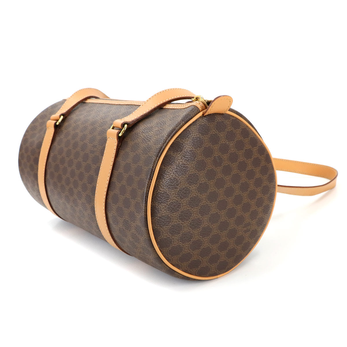 Macadam Boston Hand Bag PVC Leather Brown Vintage Purse