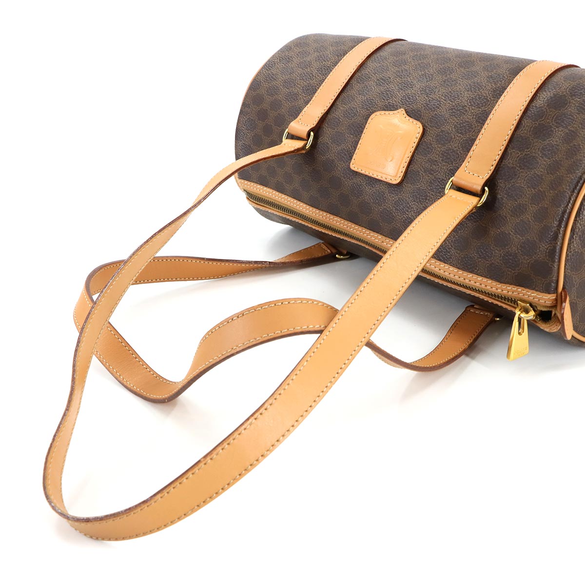 Macadam Boston Hand Bag PVC Leather Brown Vintage Purse