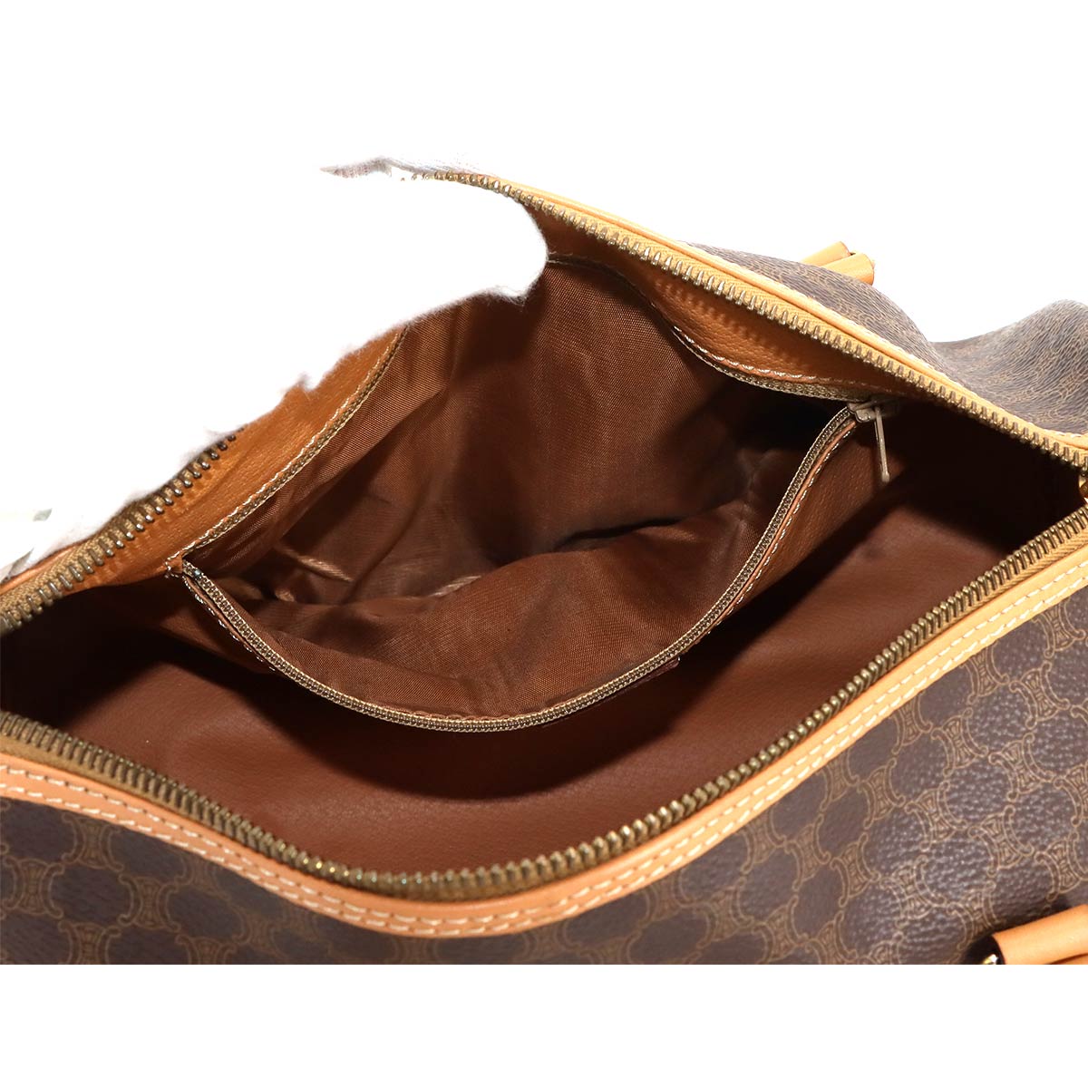 Macadam Boston Hand Bag PVC Leather Brown Vintage Purse