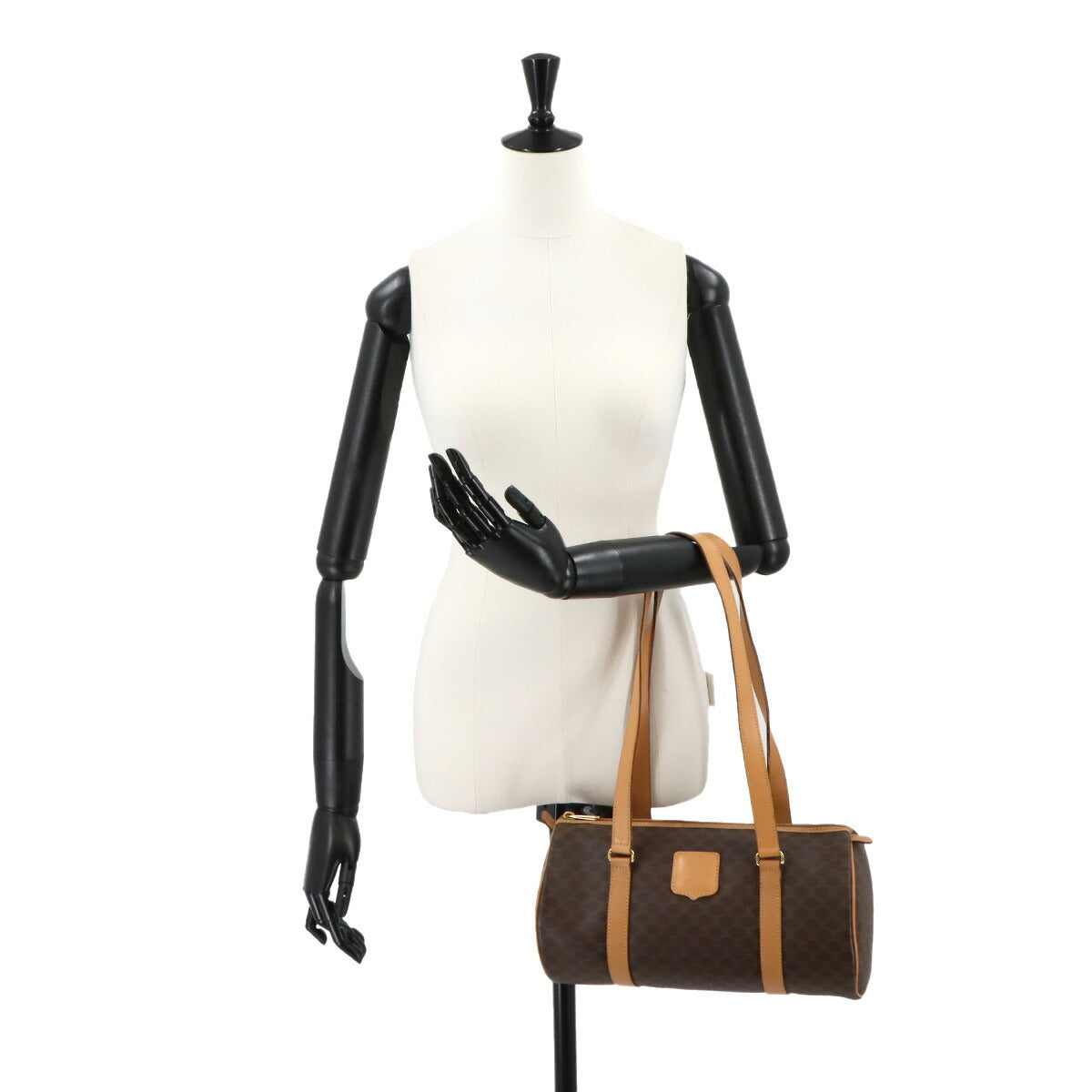 Macadam Boston Hand Bag PVC Leather Brown Vintage Purse