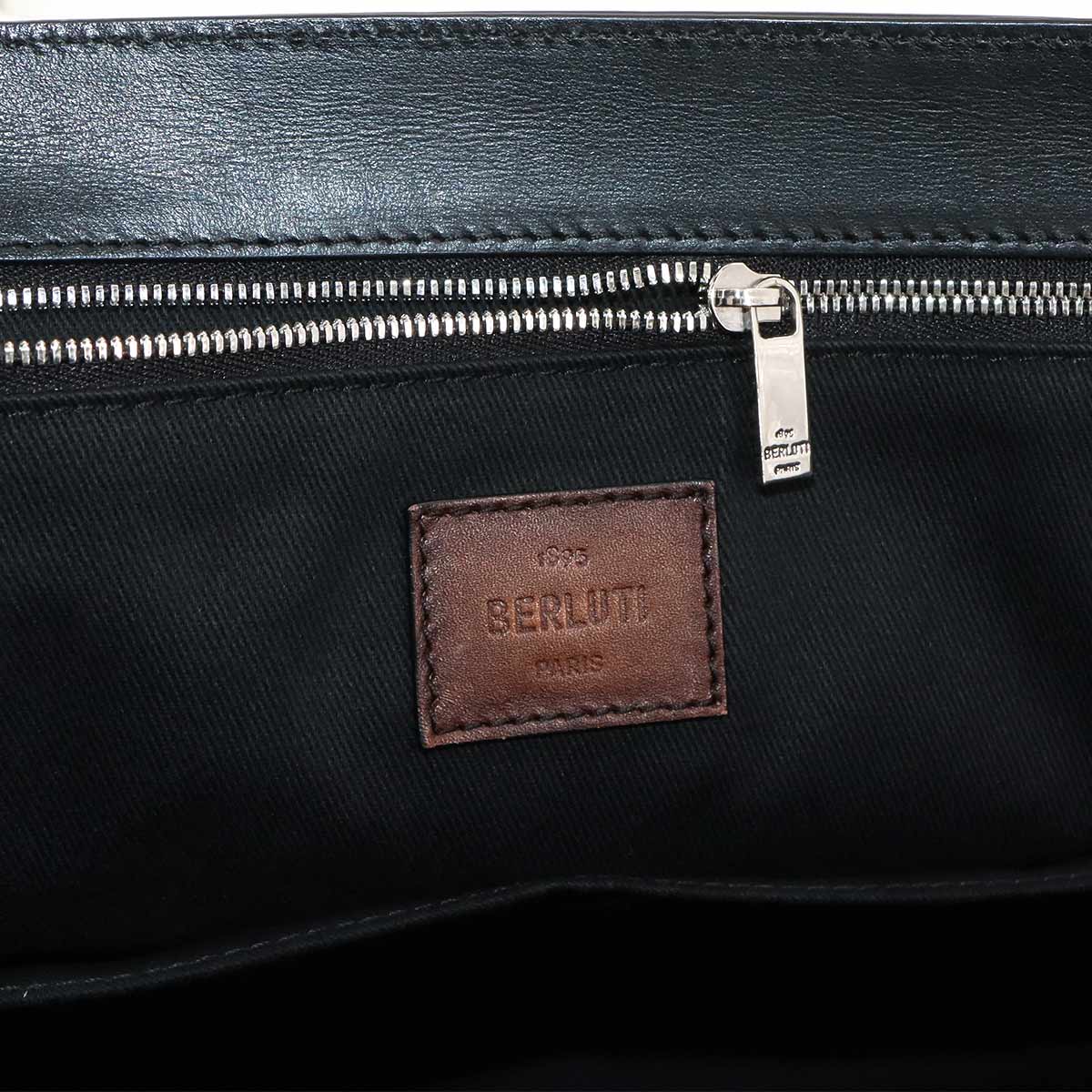 Berluti Pure Signature Tote Bag PVC Leather Black Purse