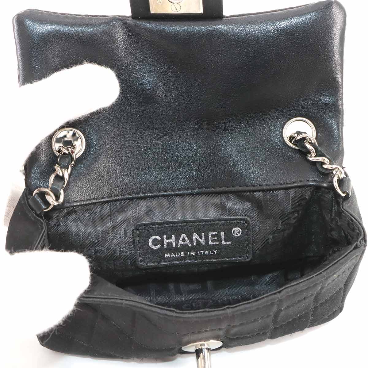 Chocolate bar Lipstick Mini Chain Shoulder Bag Satin Black