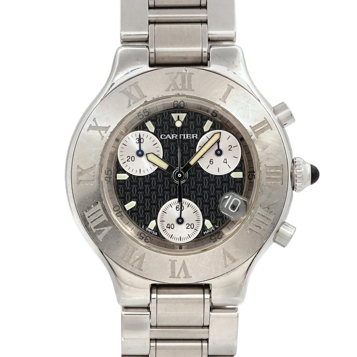 Must 21 Chronoscaph W10172T2 Quartz Black Dial Mens Watch