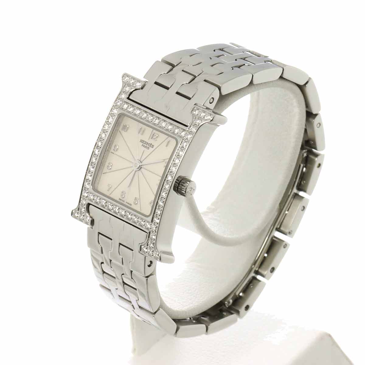 H Watch HH1 230 Bezel Diamond Quartz Silver Dial Ladies