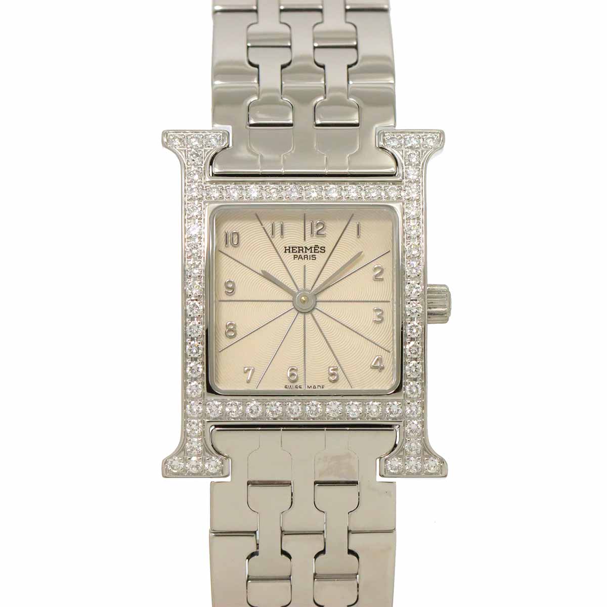 H Watch HH1 230 Bezel Diamond Quartz Silver Dial Ladies