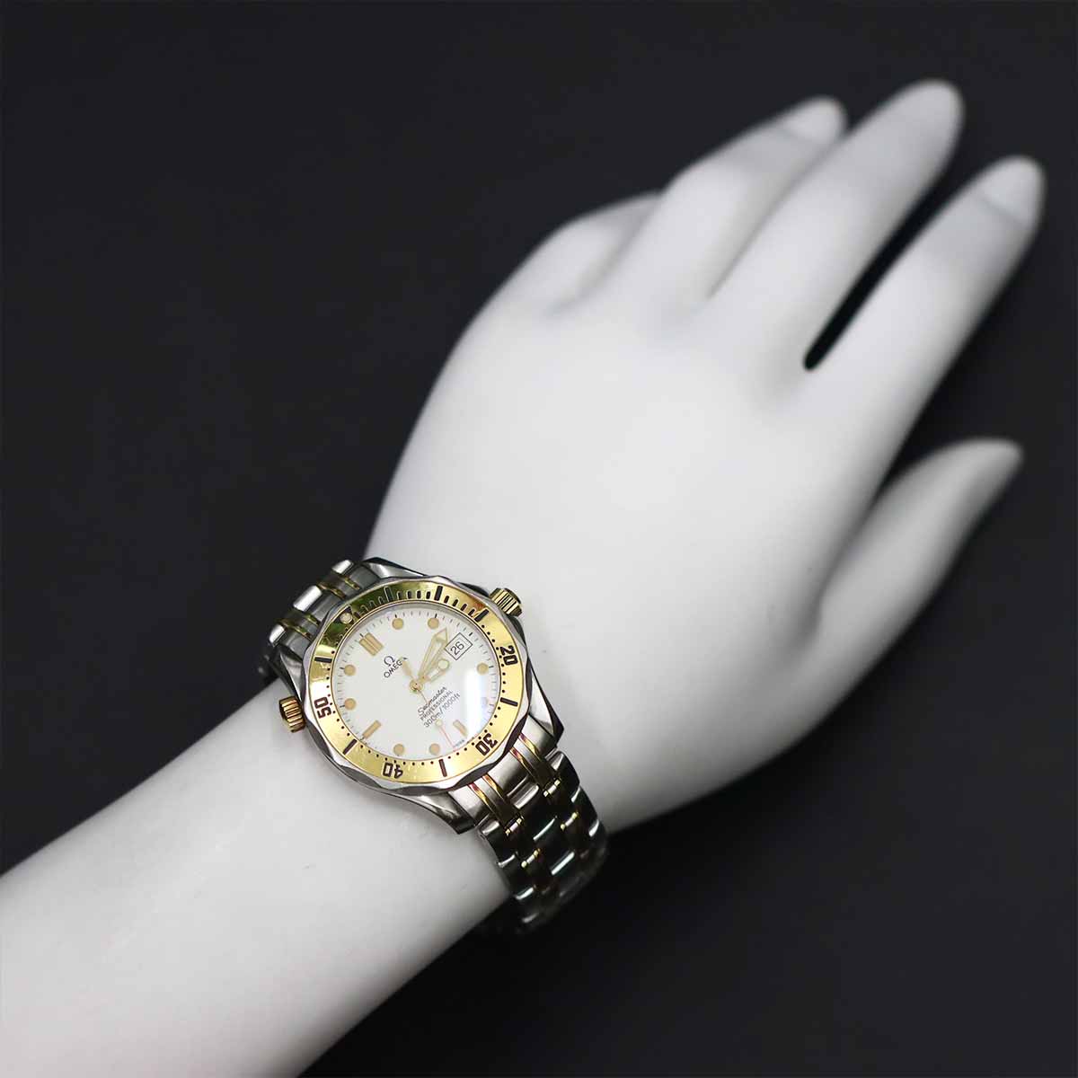 Seamaster300 2362 20 YG Quartz Date White Dial Boys Watch