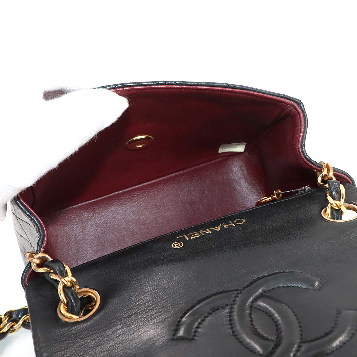 Mini Matelasse Chain Shoulder Bag Leather Black A01115 Purse 90286403