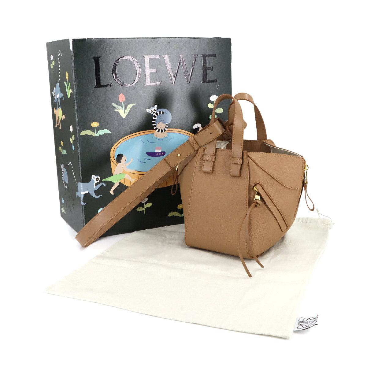 Compact Hammock 2way Hand Shoulder Bag Leather Brown