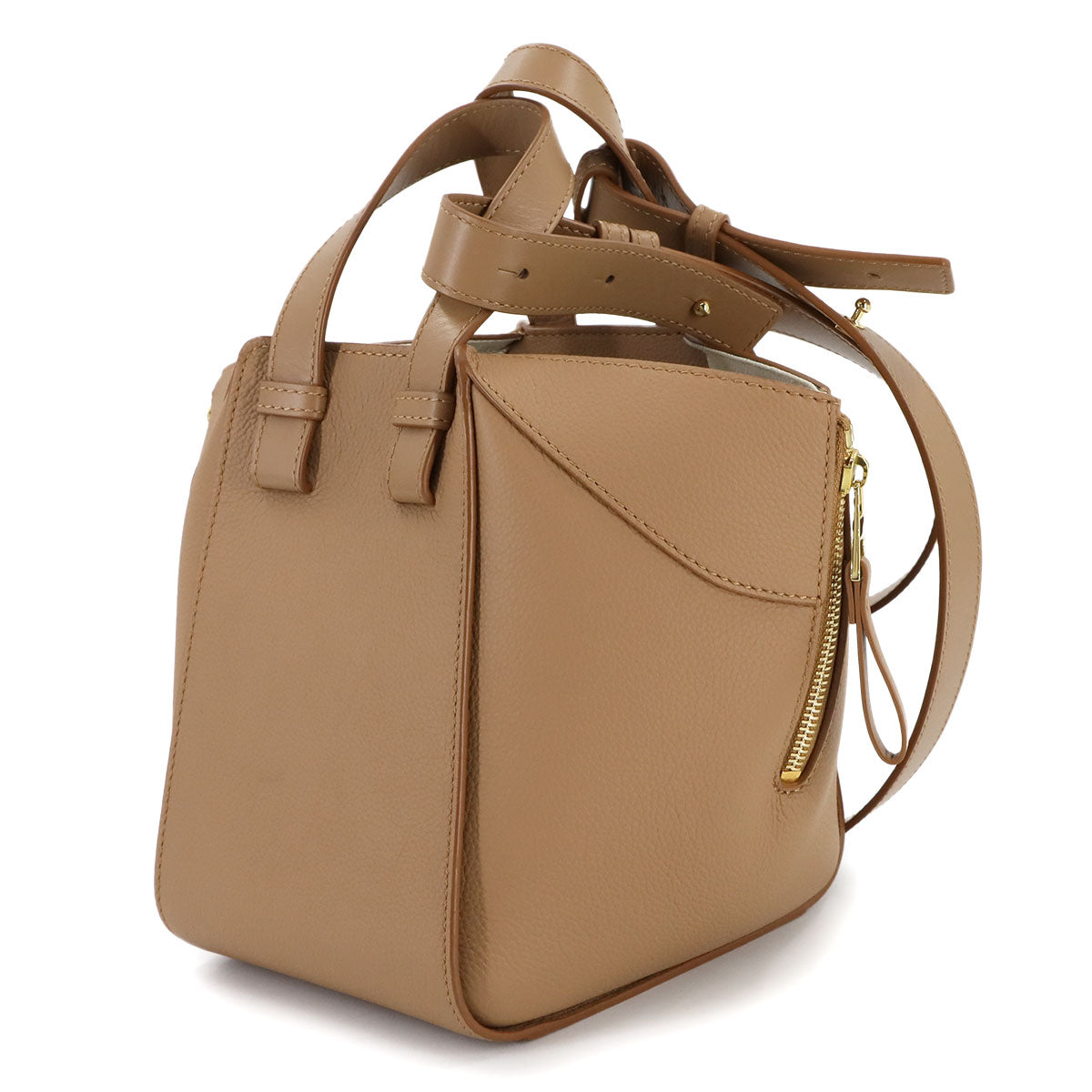 Compact Hammock 2way Hand Shoulder Bag Leather Brown