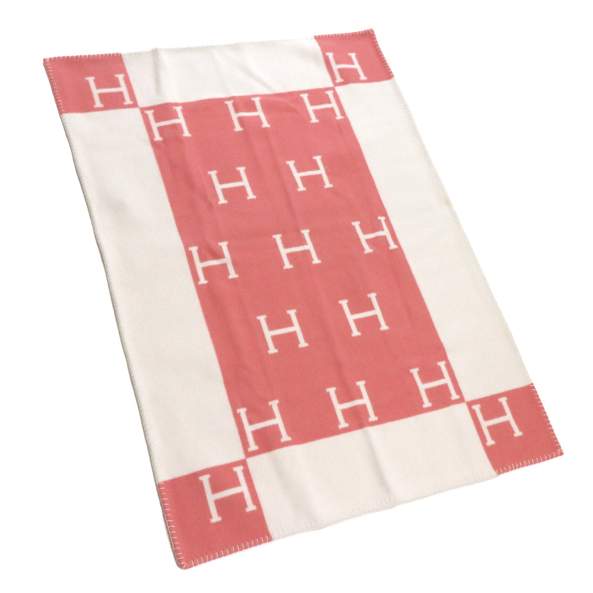 Baby Plaid Avalon Blanket 90% Wool 10% Cashmere Rose Ariel White