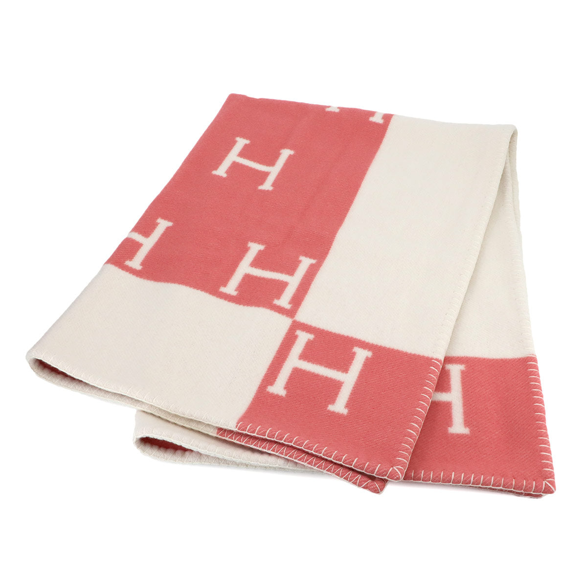 Baby Plaid Avalon Blanket 90% Wool 10% Cashmere Rose Ariel White