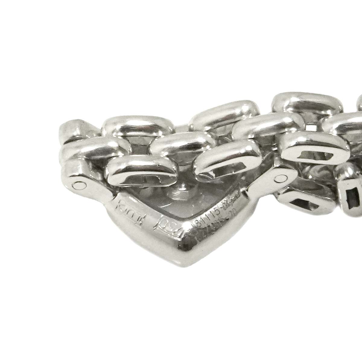 Happy Diamond Heart Chain Ring 18K White Gold 750 Size7.25(US)