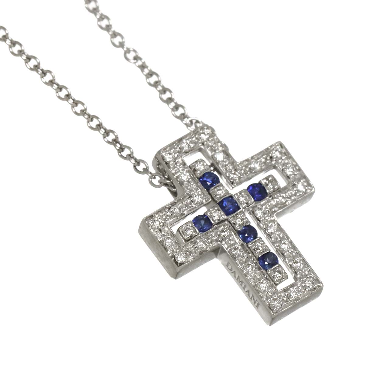 Belle Epoque Sapphire Diamond Cross Necklace XXS 18K WG 750