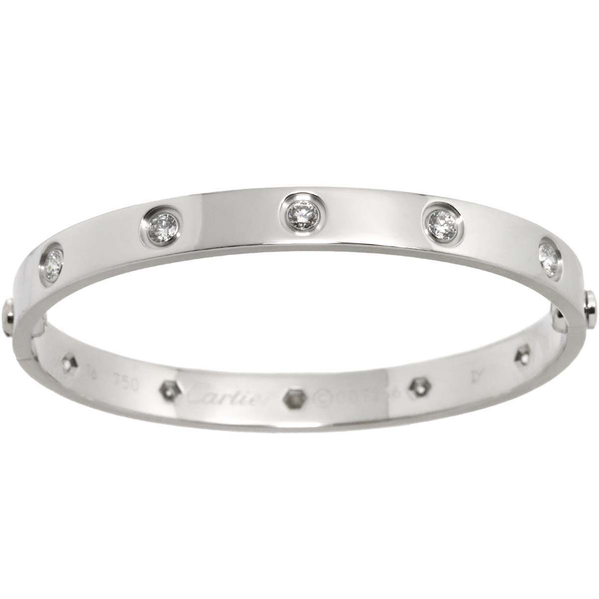 Love Bracelet Full Diamond Bangle 18K WG 750 Size16