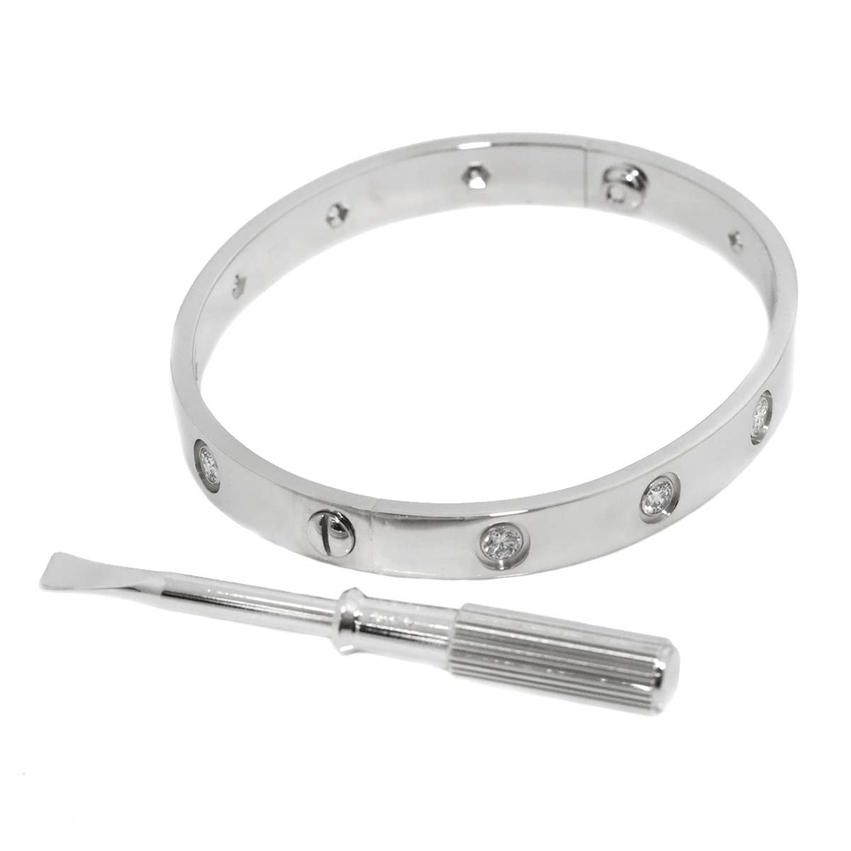 Love Bracelet Full Diamond Bangle 18K WG 750 Size16