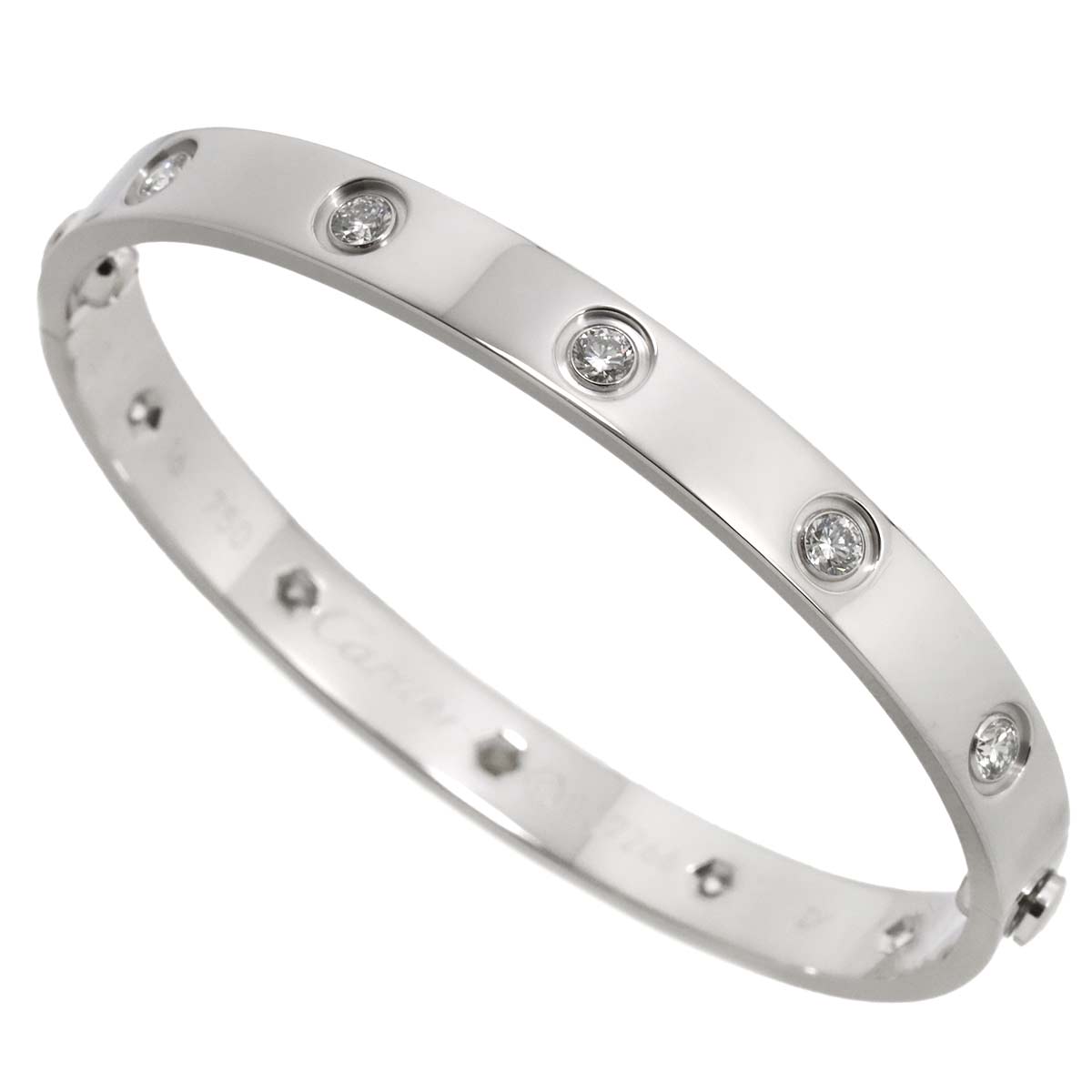 Love Bracelet Full Diamond Bangle 18K WG 750 Size16