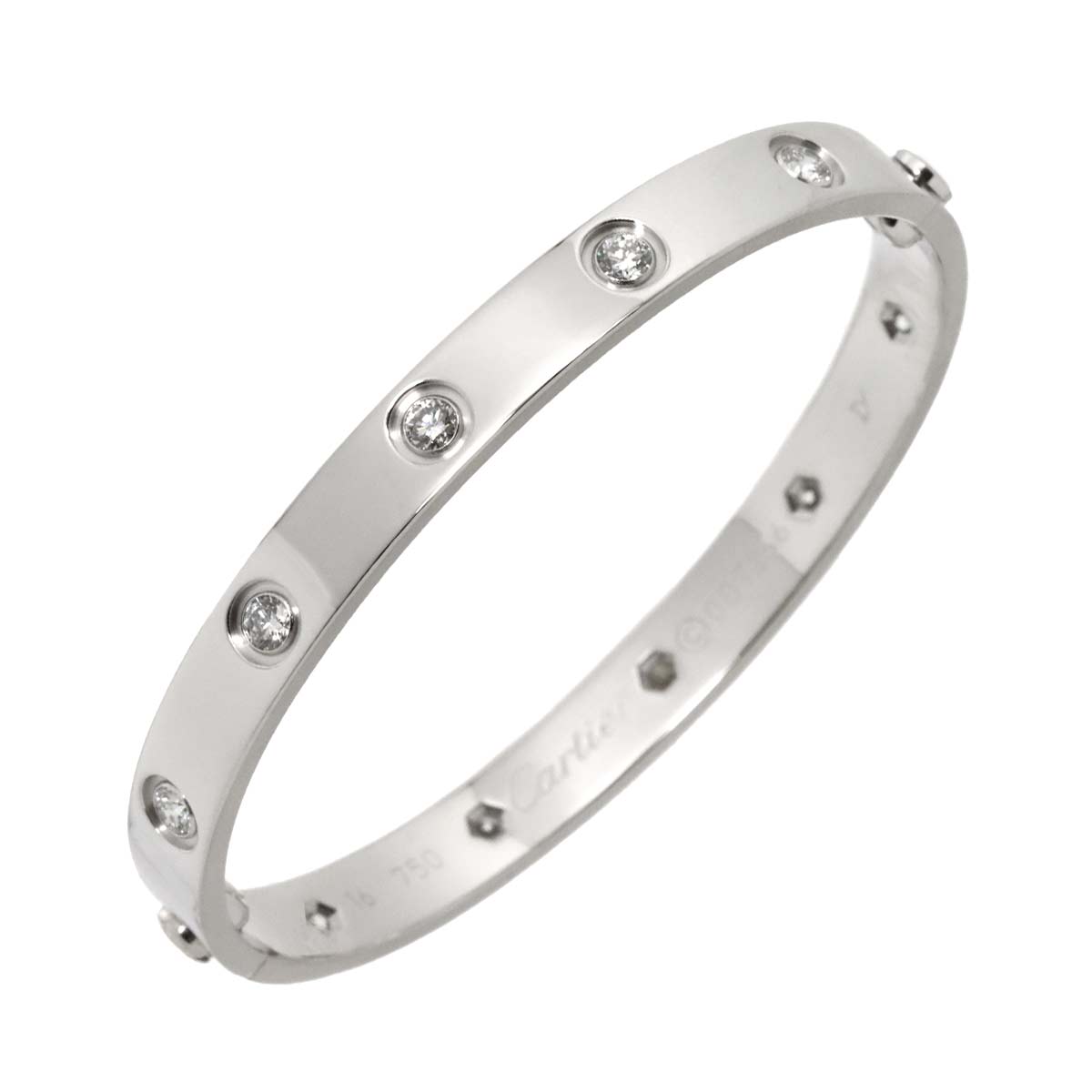 Love Bracelet Full Diamond Bangle 18K WG 750 Size16