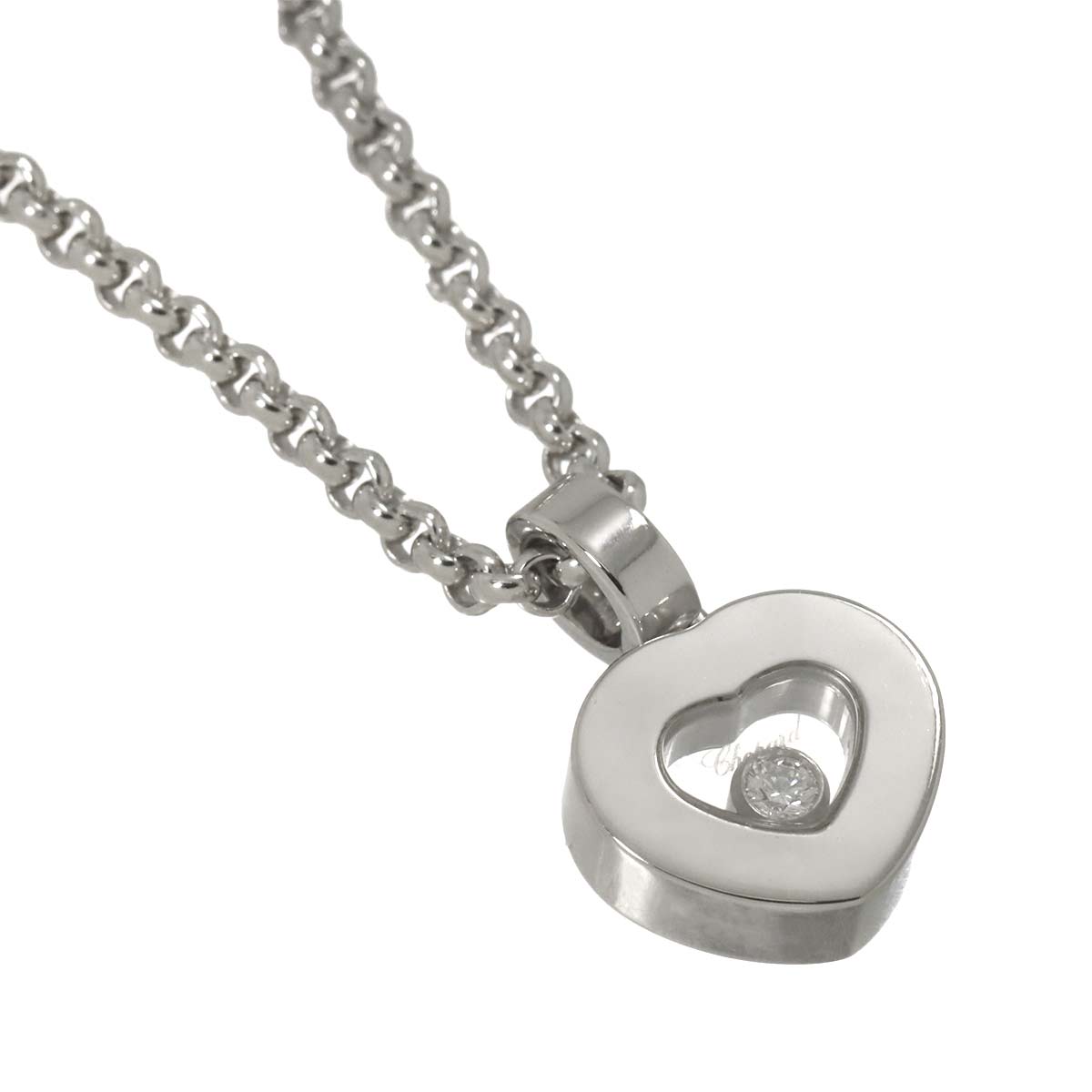 Happy Diamond Heart Necklace 18K White Gold 750